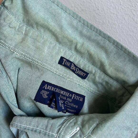 Vintage Abercrombie & Fitch The Big Shirt Classic Button Front Collar Green M - Picture 6 of 7